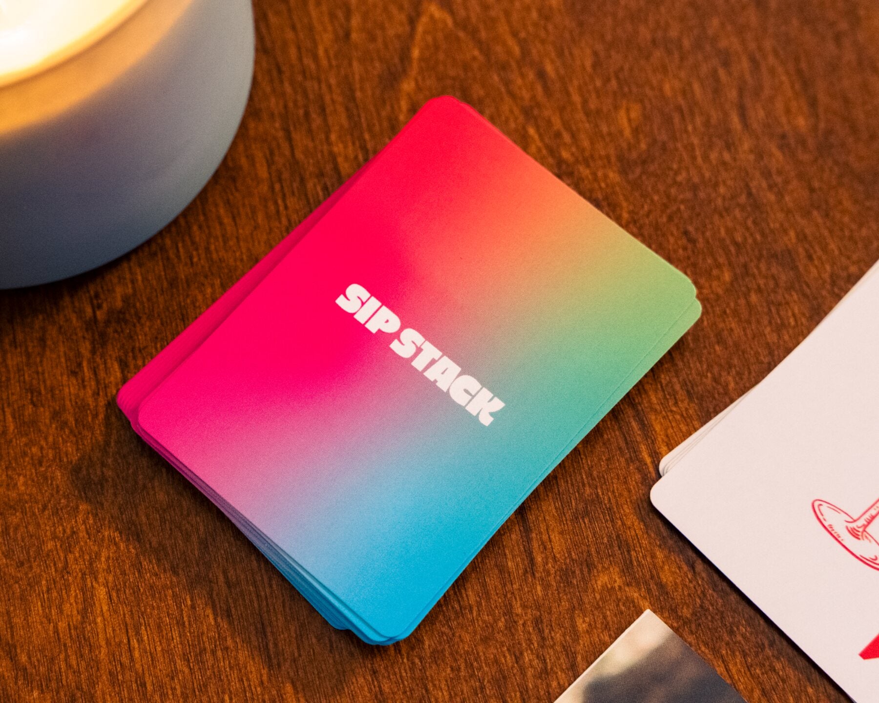 Close-up of Sip Stack cards